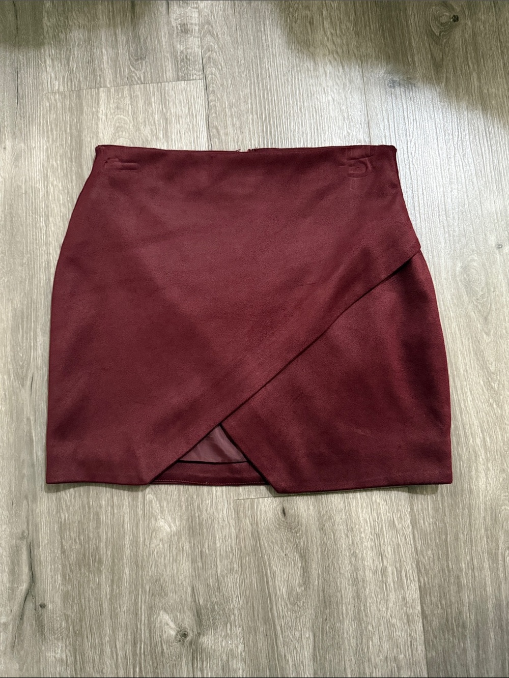 Gianni Bini Burgundy Wrap-Style Mini Skirt